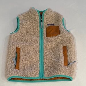 Patagonia Kids Fleece Vest - Cream and Brown - Size 4T